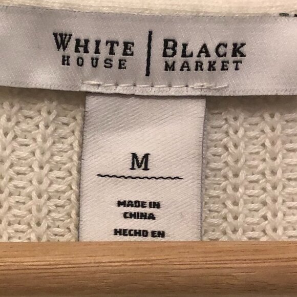 White House Black Market Off White Asymmetrical Zip Up Knit Cardigan Size M - Picture 2 of 11
